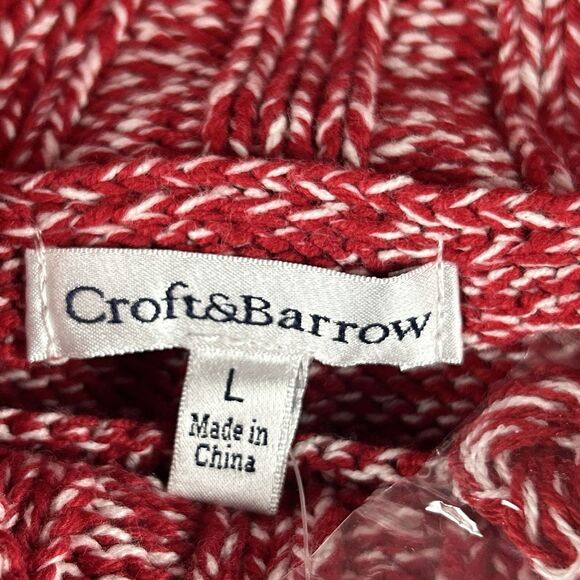 Croft & Barrow Marled Sweater Womens Sz Large Red Turtle Neck Cable Knit NWT - Picture 3 of 10